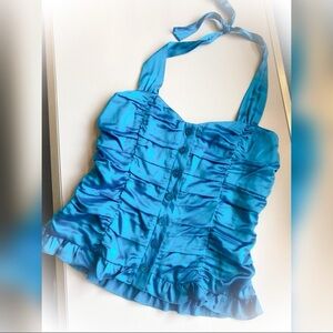 INC Halter Blue Satin Top